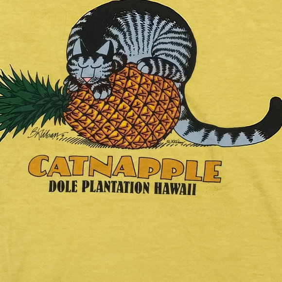 Crazy Shirts Yellow Catnapple Graphic T-Shirt Dole Pinapple Plantation Size S - Picture 10 of 10